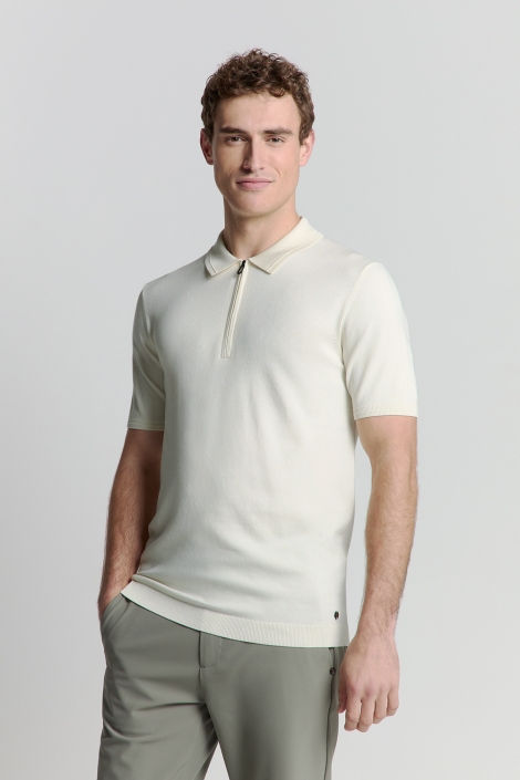 NO-EXCESS beige heren polo | Model vooraanzicht