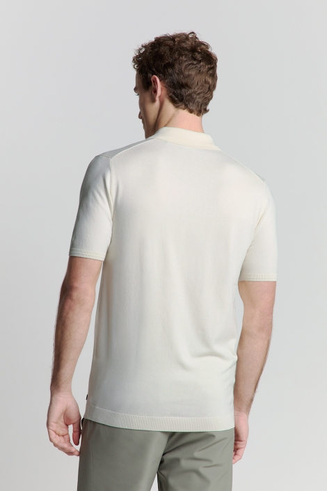 NO-EXCESS beige heren polo | Model achteraanzicht