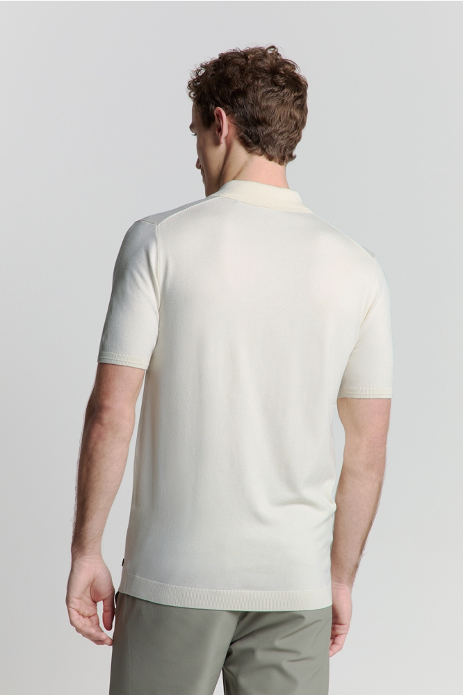 NO-EXCESS beige heren polo | Model achteraanzicht