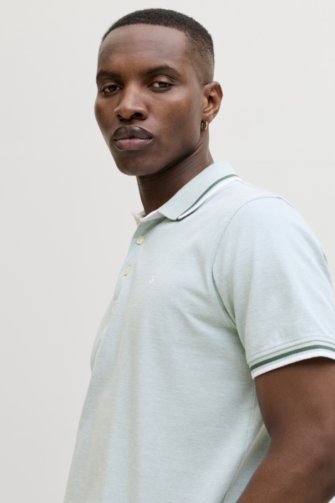 Jack & Jones groene heren polo | Close up