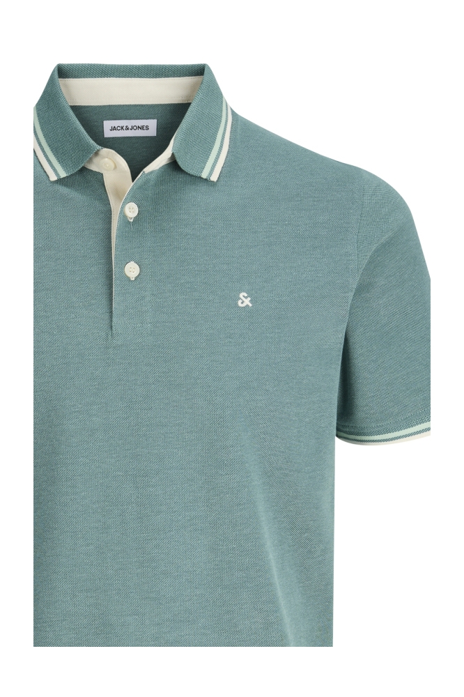 Jack & Jones groene heren polo | Close up