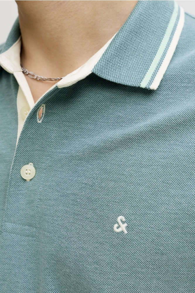 Jack & Jones groene heren polo | Close up