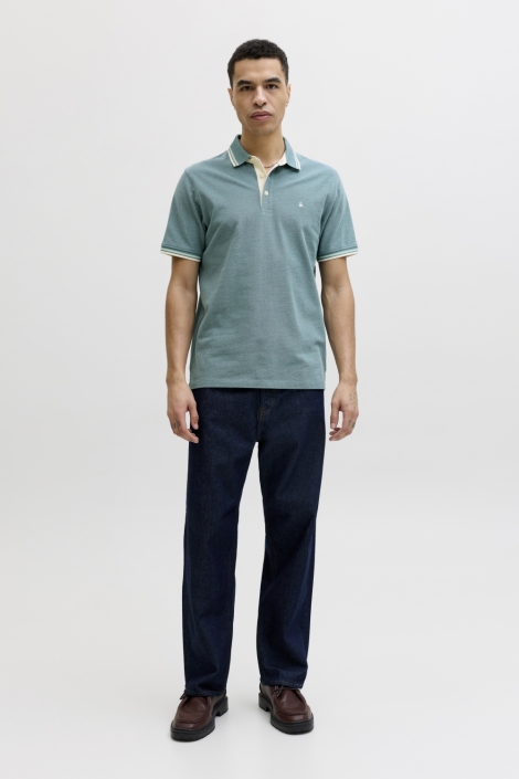 Jack & Jones groene heren polo | Model vooraanzicht