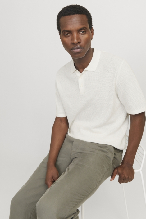 Jack & Jones witte heren polo | Model vooraanzicht