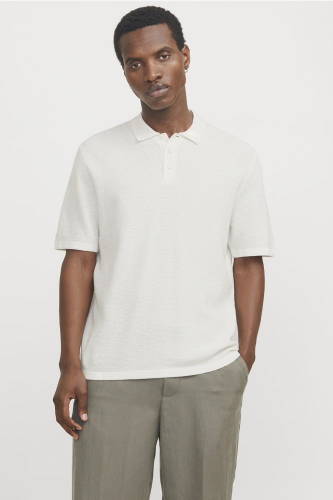 Jack & Jones witte heren polo | Model vooraanzicht