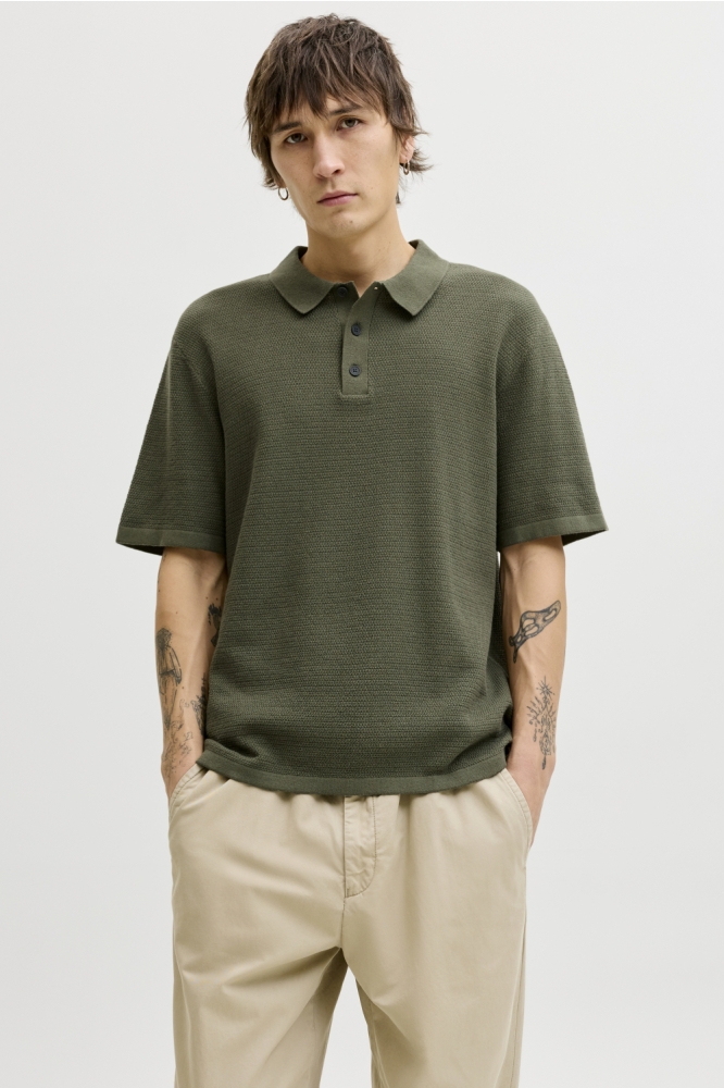 Jack & Jones groene heren polo | Model vooraanzicht