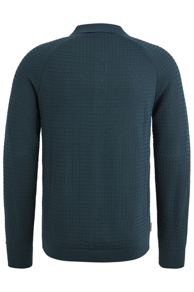 Cast Iron blauwe heren polo | Achteraanzicht