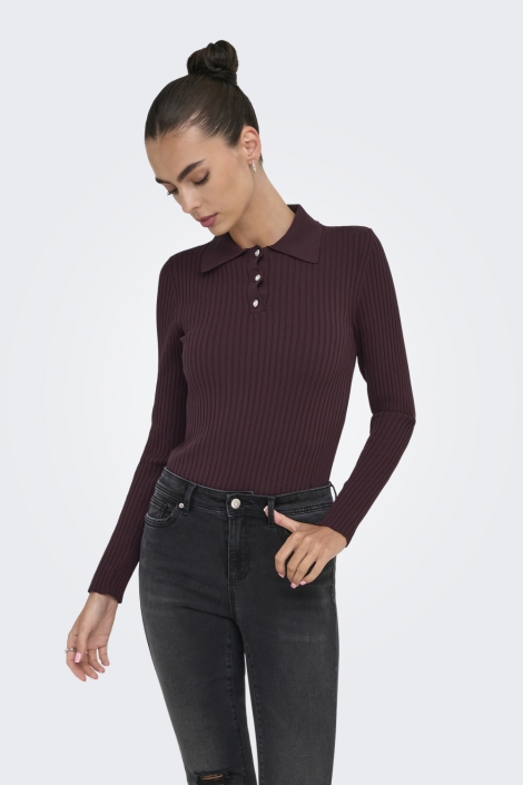 Only bordeaux dames trui | Model vooraanzicht