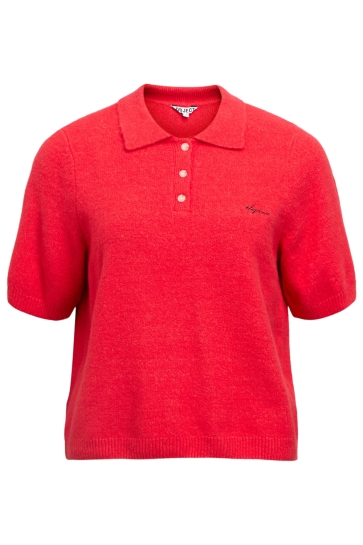 Object Trui OBJDEBBIE S/S RE KNIT POLO 143 23048326 POINSETTIA