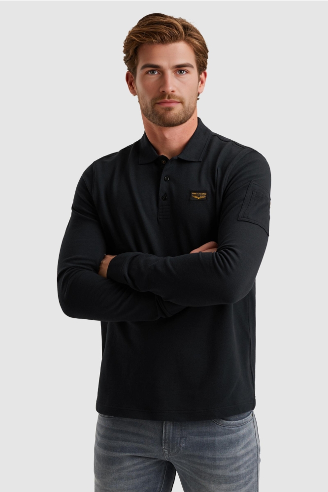 PME legend blauwe heren polo | Model vooraanzicht
