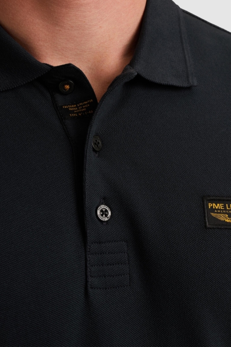 PME legend blauwe heren polo | Close up