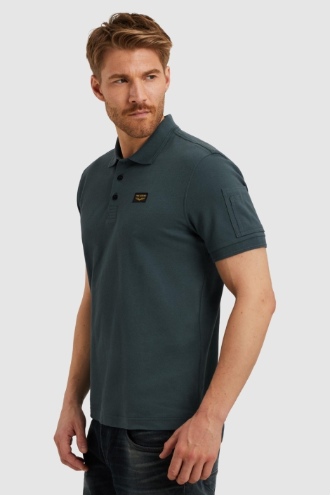 PME legend blauwe heren polo | Model zijaanzicht