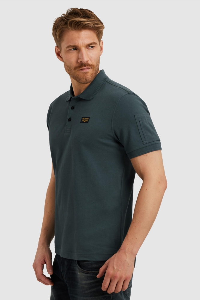 PME legend blauwe heren polo | Model zijaanzicht