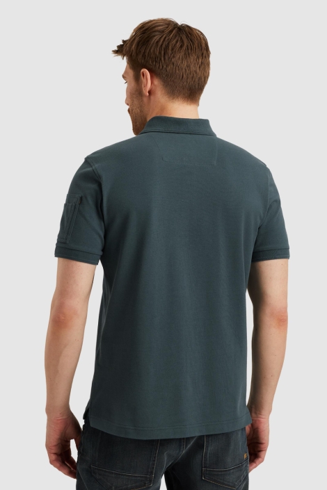 PME legend blauwe heren polo | Model achteraanzicht