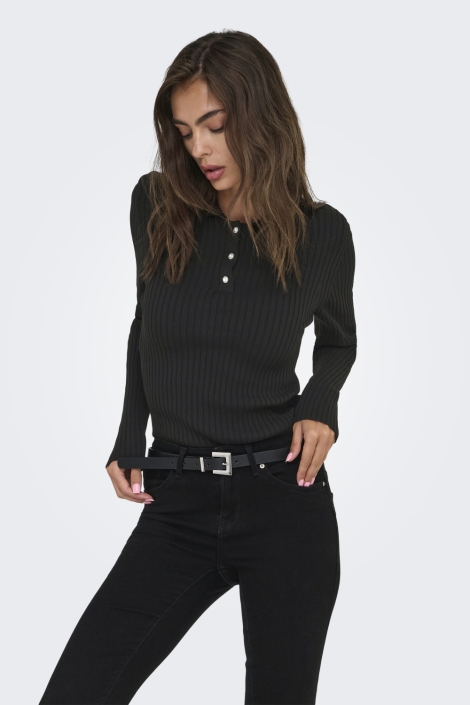 Only zwarte dames trui | Model vooraanzicht