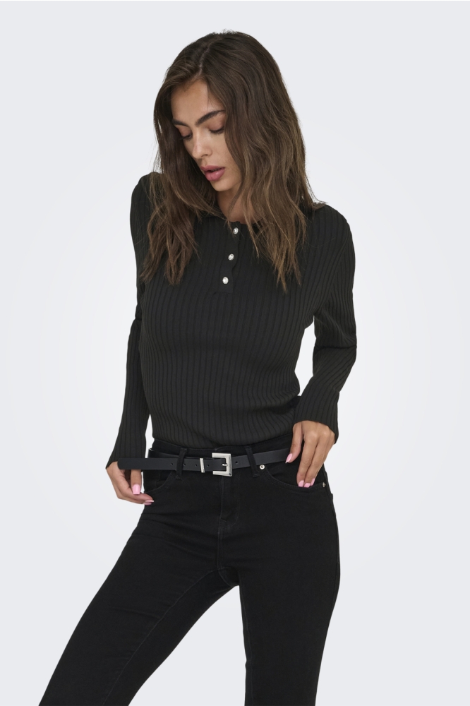 Only zwarte dames trui | Model vooraanzicht