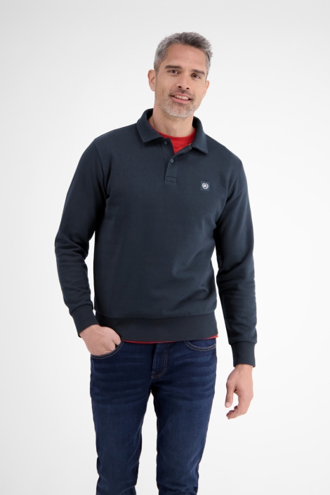 Lerros blauwe heren polo | Model vooraanzicht