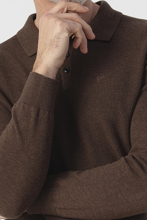 Campbell bruine heren polo | Close up