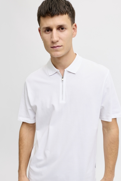 JJ Rebel witte heren polo | Close up
