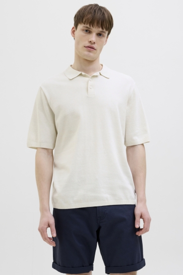 JJ Rebel Polo JREBCALLUM KNIT POLO SS SN 12273902 CLOUD DANCER