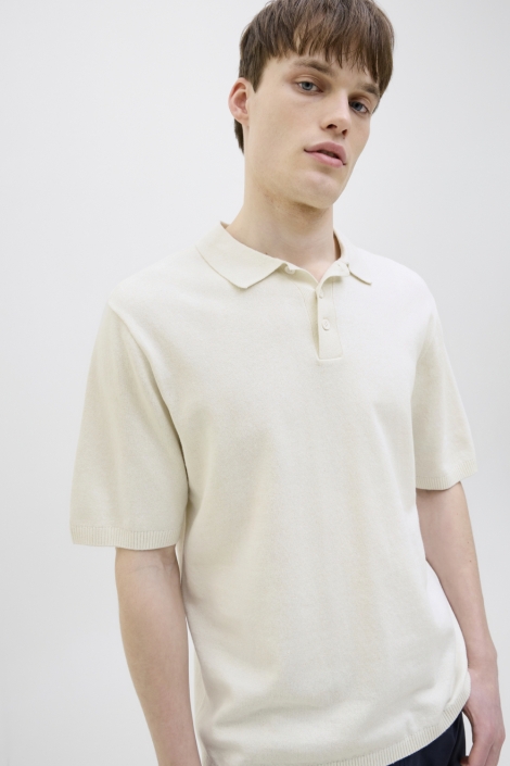 JJ Rebel witte heren polo | Model vooraanzicht