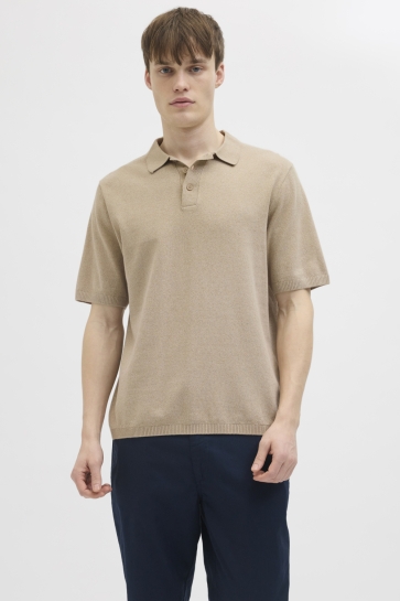 JJ Rebel JREBCALLUM KNIT POLO SS SN 12273902 CROCKERY
