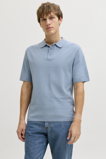 JJ Rebel Polo JREBCALLUM KNIT POLO SS SN 12273902 FADED DENIM