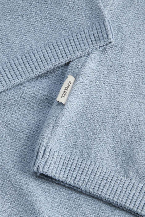 JJ Rebel blauwe heren polo | Close up