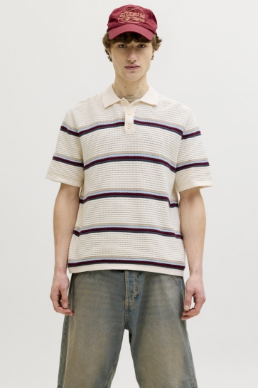 Jack & Jones jormaine knit stripe polo sn Beige