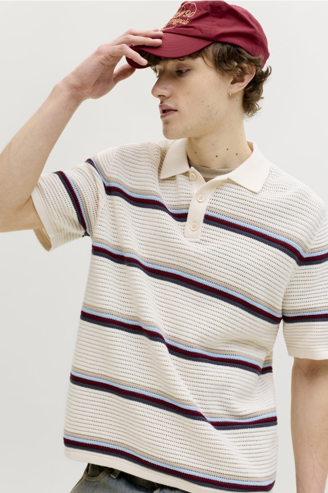 Jack & Jones beige heren polo | Model vooraanzicht
