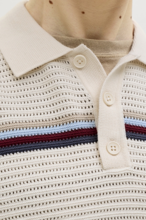 Jack & Jones beige heren polo | Close up