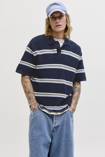 Jack & Jones jormaine knit stripe polo sn Blauw