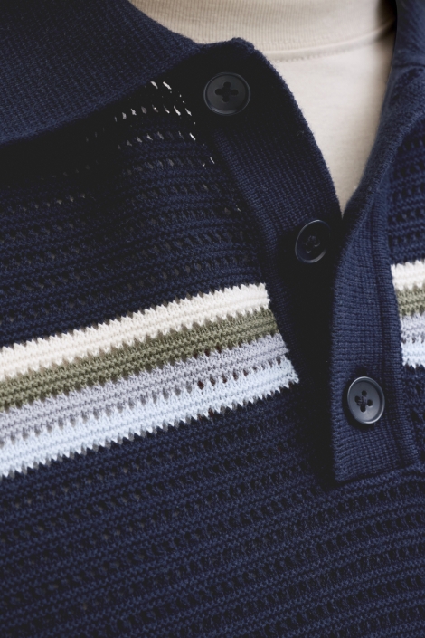 Jack & Jones blauwe heren polo | Close up