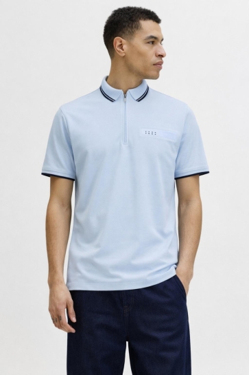 Jack & Jones jcofusion branding polo zip ss Blauw