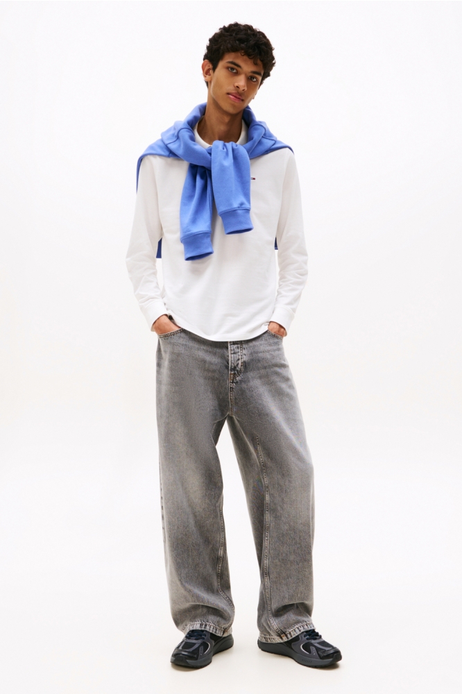 Tommy Jeans ecru heren polo | Model