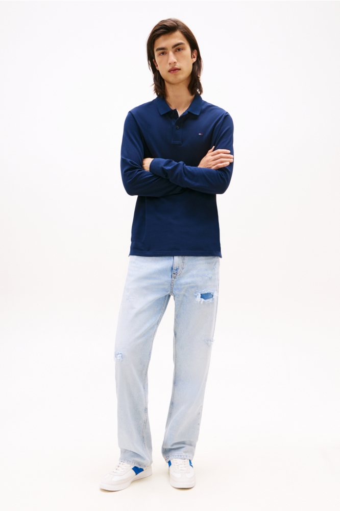Tommy Jeans blauwe heren polo | Model