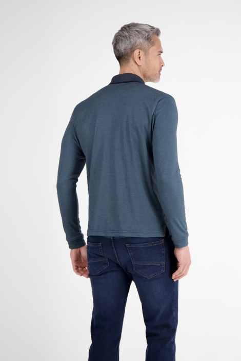 Lerros blauwe heren polo | Model achteraanzicht