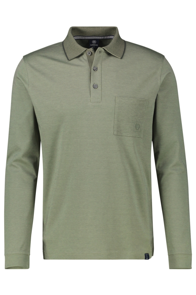 Lerros groene heren polo | Vooraanzicht