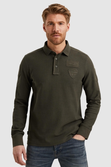 PME legend long sleeve polo waffle pique carg Groen