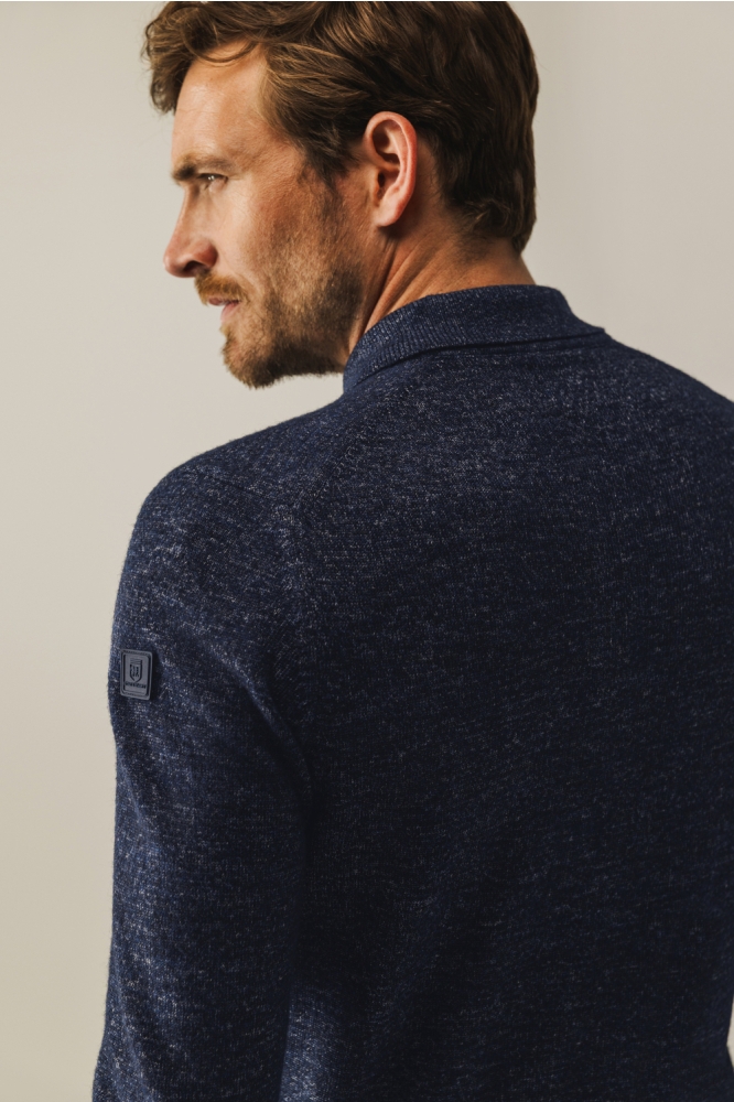 State of Art blauwe heren polo | Close up