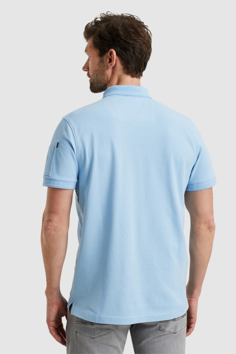 PME legend blauwe heren polo | Model achteraanzicht