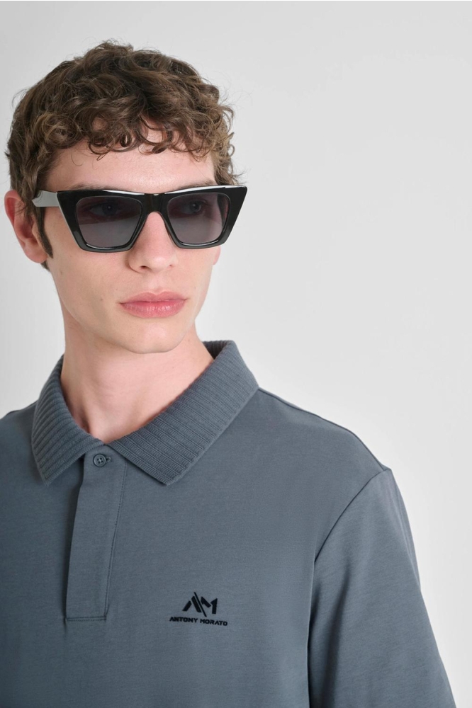 Antony Morato blauwe heren polo | Close up