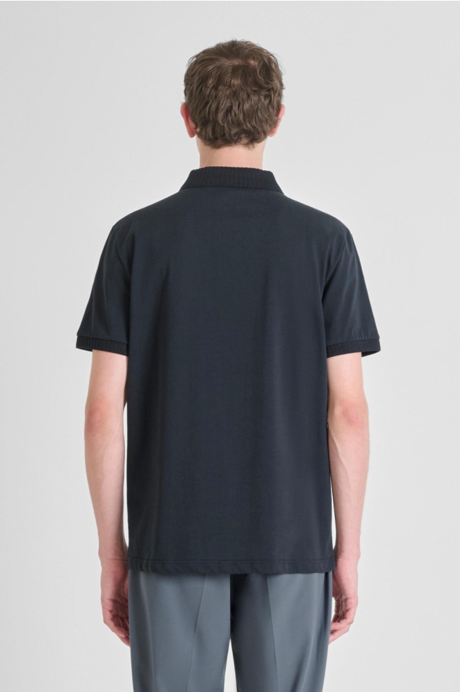 Antony Morato blauwe heren polo | Model achteraanzicht