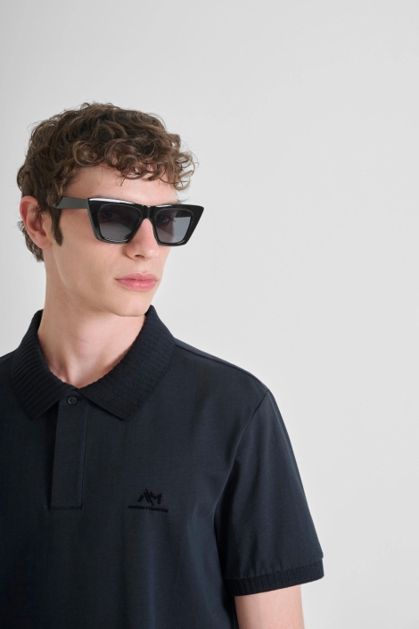 Antony Morato blauwe heren polo | Close up