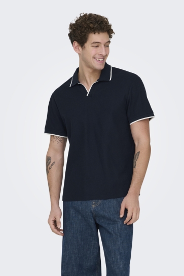 Only & Sons Polo ONSASTON REG SS FRML RESORT POLO 22037424 DARK SAPPHIRE/EGRET