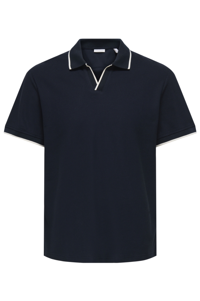 Only & Sons blauwe heren polo | Vooraanzicht
