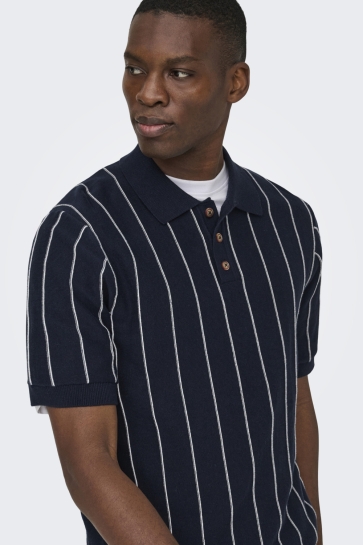 Only & Sons onssaim reg 12 stripe ss polo knit Blauw