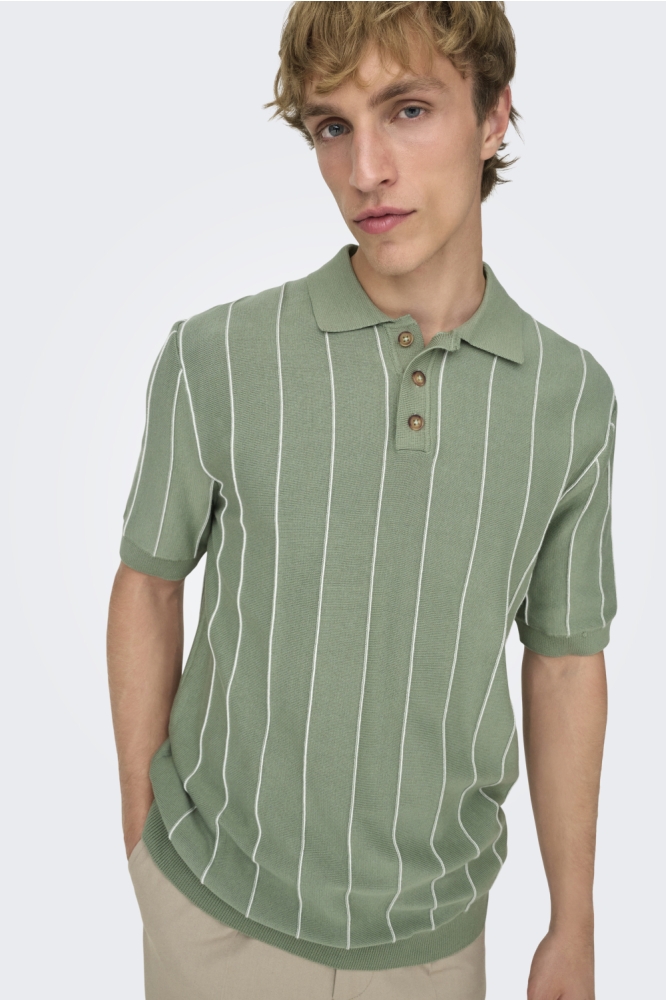 Only & Sons groene heren polo | Model vooraanzicht