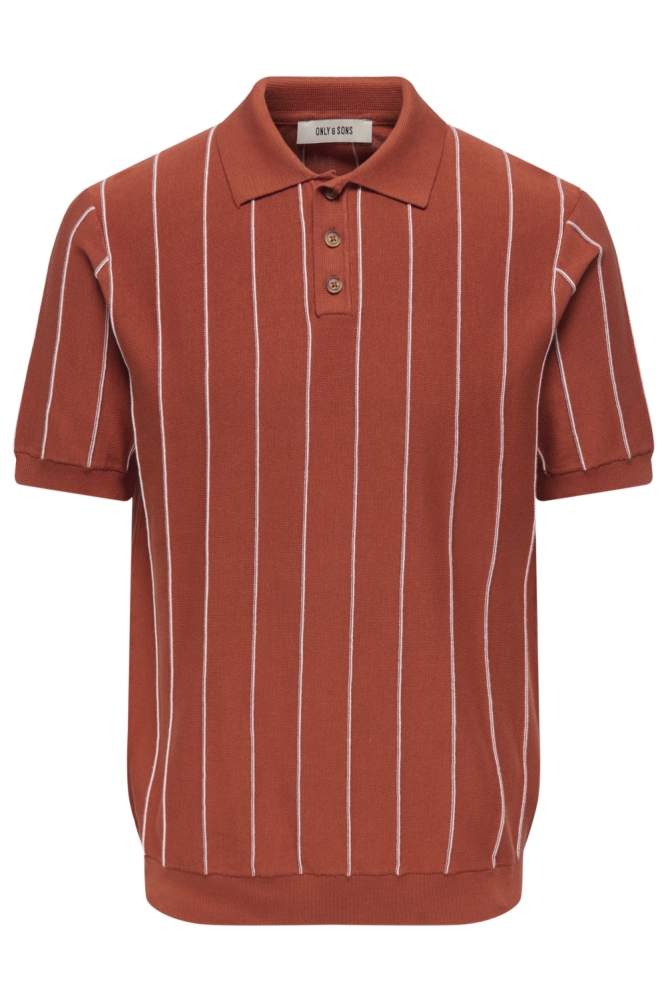 Only & Sons bruine heren polo | Vooraanzicht