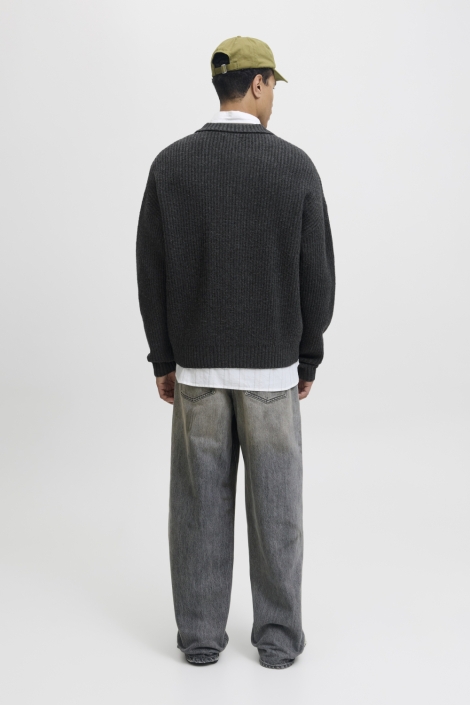 Jack & Jones grijze heren vest | Model achteraanzicht